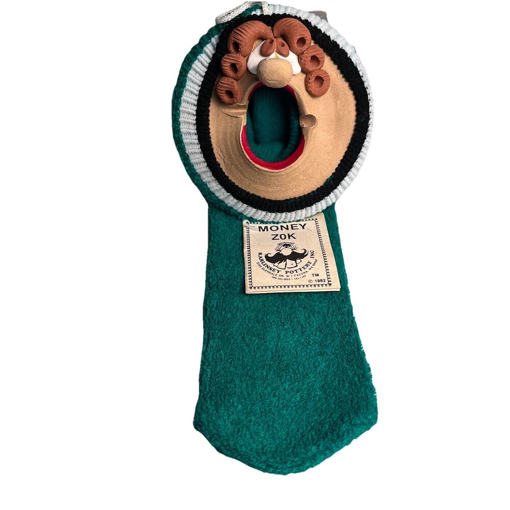 Vintage Money Zok Coin Holder Handmade Pottery Funny Gag Gift USA Made 1982